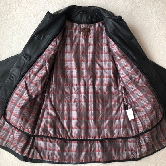 Black DANIER Leather Mid-Length Button-Front Coat / Jacket with Liner Vest XS - Picture 8 of 16